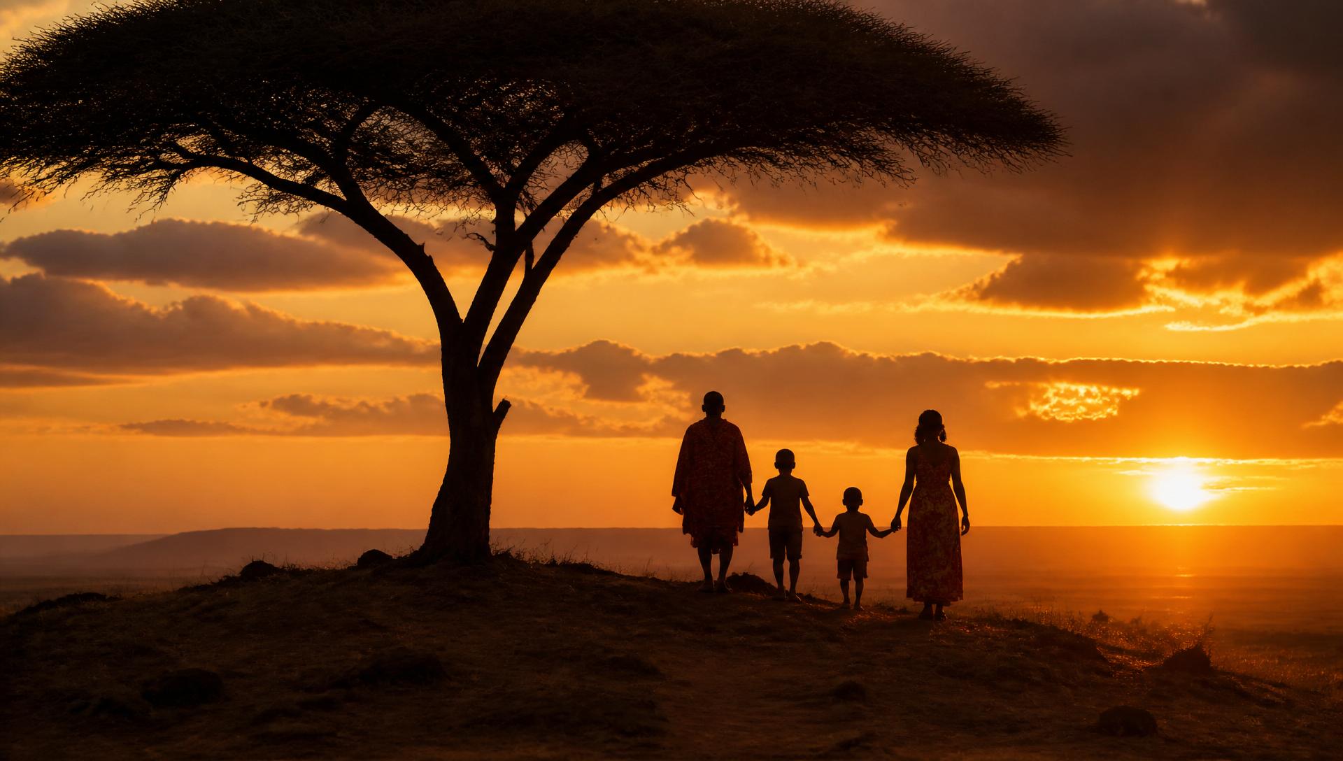 Acacia tree at sunset